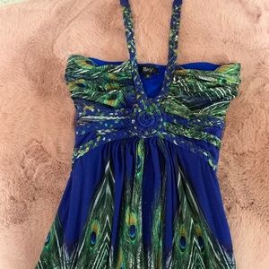 Sky Peacock Long Dress